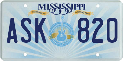 MS license plate ASK820