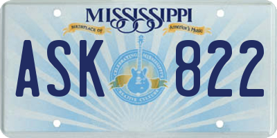 MS license plate ASK822
