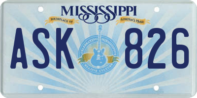 MS license plate ASK826
