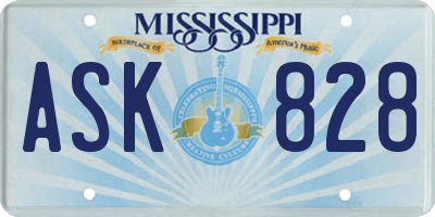 MS license plate ASK828