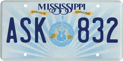 MS license plate ASK832