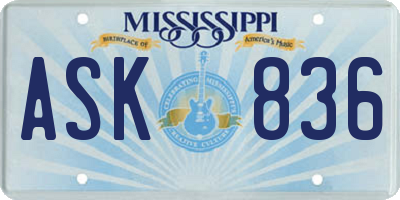 MS license plate ASK836