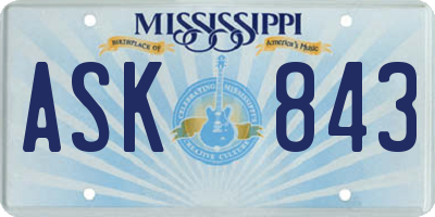 MS license plate ASK843