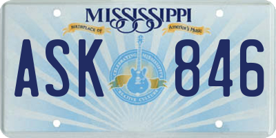 MS license plate ASK846