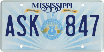 MS license plate ASK847