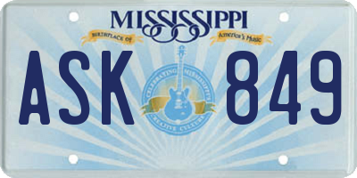 MS license plate ASK849