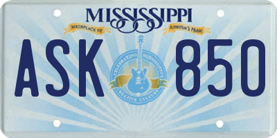 MS license plate ASK850