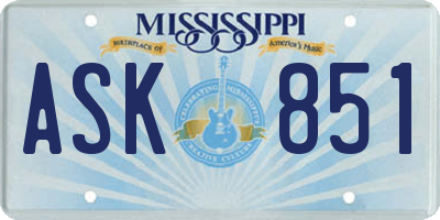 MS license plate ASK851