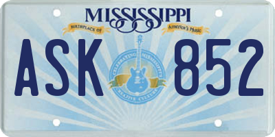 MS license plate ASK852