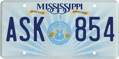 MS license plate ASK854