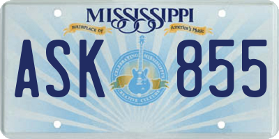 MS license plate ASK855