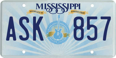 MS license plate ASK857