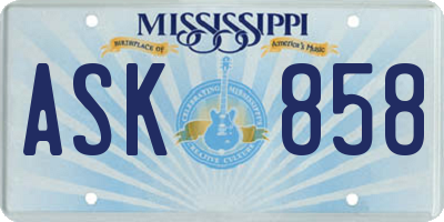 MS license plate ASK858