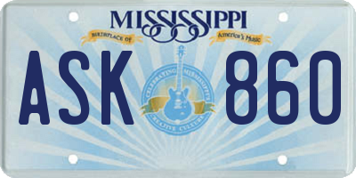 MS license plate ASK860