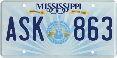 MS license plate ASK863