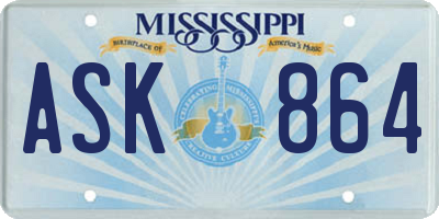 MS license plate ASK864