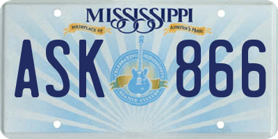 MS license plate ASK866