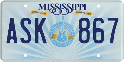 MS license plate ASK867