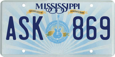 MS license plate ASK869