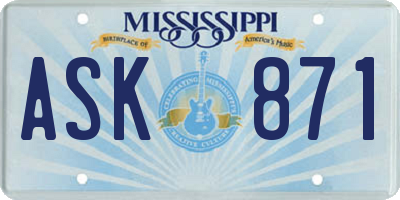 MS license plate ASK871