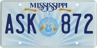 MS license plate ASK872