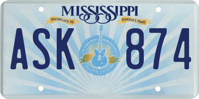 MS license plate ASK874
