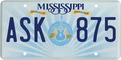 MS license plate ASK875