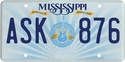 MS license plate ASK876