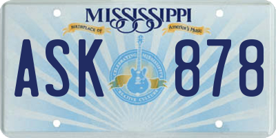 MS license plate ASK878