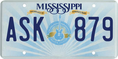 MS license plate ASK879
