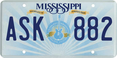 MS license plate ASK882