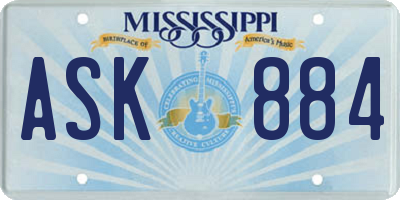 MS license plate ASK884