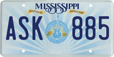 MS license plate ASK885