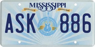 MS license plate ASK886