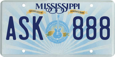 MS license plate ASK888