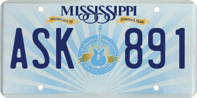 MS license plate ASK891