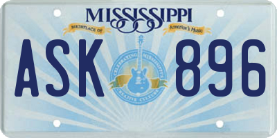 MS license plate ASK896