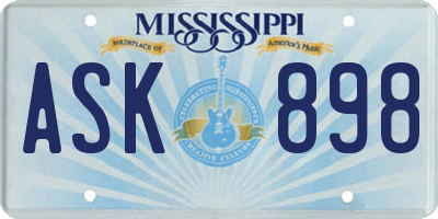 MS license plate ASK898