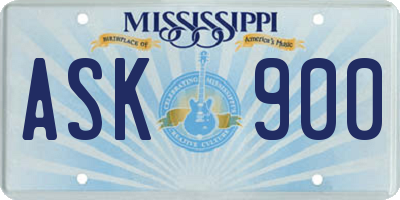 MS license plate ASK900