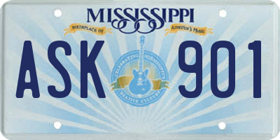 MS license plate ASK901