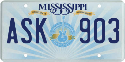 MS license plate ASK903