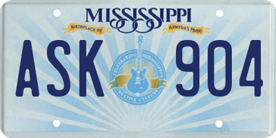 MS license plate ASK904