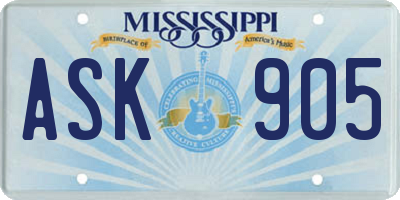 MS license plate ASK905
