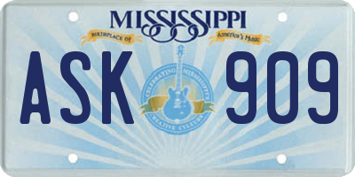 MS license plate ASK909