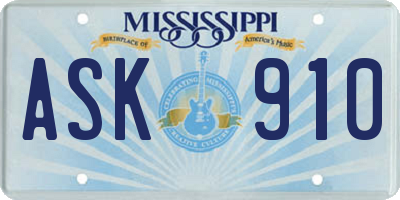 MS license plate ASK910
