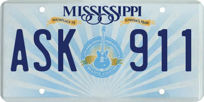 MS license plate ASK911