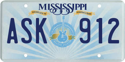 MS license plate ASK912