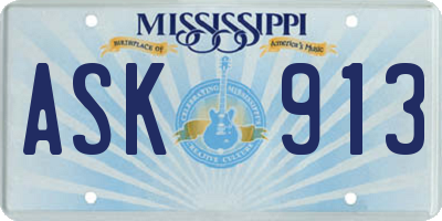 MS license plate ASK913