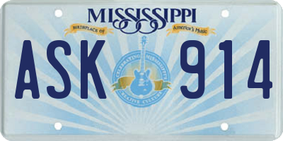 MS license plate ASK914