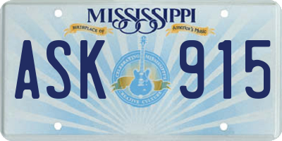 MS license plate ASK915